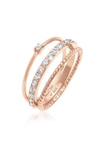 Ring-Set Elli "Ring Ringset (3 tlg) 925 Silber, mit Kristallen von Swarovski" Gr. 58, rosa, Fingerringe, Damen, 58, Silber 925 (Sterlingsilber), Ring-Set
