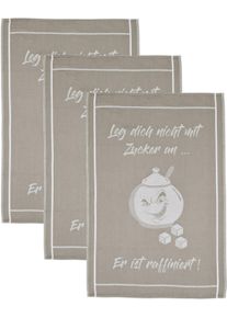 Geschirrtuch Ross "Leg dich nicht mit Zucker an, er ist raffiniert", grau, B:50cm L:70cm, 100% Baumwolle, Geschirrt&uuml;cher, Geschirrtuch, Spr&uuml;chetuch, aus 100% Baumwolle
