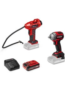 Akku-Schlagschrauber Einhell "PROFESSIONAL Maschinen-Set TP-CW 18/350-C + CE-CC 18 Kit", schwarz (schwarz, rot), Schrauber, Akku-Schlagschrauber, Inkl. Akku und Ladeger&auml;t