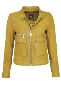 Lederjacke Maze "Lederjacke Clermont", Damen, Gr. M, gelb, Obermaterial: 100% Lammnappaleder LANA. Futter: 100% Polyester PES., Jacken Lederjacke