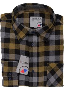 Flanellhemd TERRAX WORKWEAR "Flanellhemd 105 cm", Herren, Gr. 43, EURO, braun (braun, wei&szlig;), Obermaterial: 100% Baumwolle CO., Hemden Flanellhemd