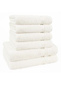 Handtuch Set HAMMETEX "6-teiliges Handtuch Set, 100% Baumwolle, Weich & Saugstark", beige (creme), 6 Stk., Frottier, Frottier, Obermaterial: 100% Baumwolle, Handtuch-Sets, Handtuch Set, mit Bord&uuml;re, einfarbig, weich