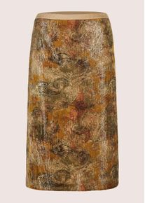 Madeleine Mode Sommerrock MADELEINE "Samtrock Eleganter Rock mit Paisley-Design", Damen, Gr. 42, beige (beige, schwarz, multicolor), Obermaterial: 47% Polyester PES. 33% Viskose CV. 14% Polyamid PA. 6% Elasthan EL., Modern, R&ouml;cke Sommerrock