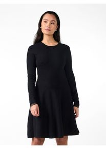 Strickkleid Y.A.S "YASBECCO", Damen, Gr. XXL, N-Gr, schwarz, Jersey, Obermaterial: 65% Viskose, 35% Nylon, unifarben, Rundhals, Kleider Strickkleid, mit Spitze am &Auml;rmelsaum