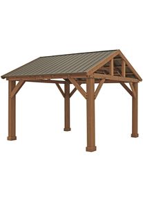 Holzpavillon WESTMANN "Yukon 14x12", beige (braun, grau), B/H/T: 427cm x 330cm x 366cm, Pavillons, Holzpavillon, BxT: 427x366 cm
