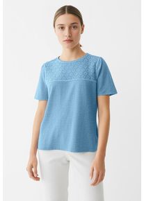 V&eacute;ro Moda Blusentop VERO MODA "VMALVA CROCHET SS TOP WVN GA", Damen, Gr. M (38), blau (airy blau), Web, Obermaterial: 100% Polyester, unifarben, regular fit normal, Rundhals, Blusen Blusentop