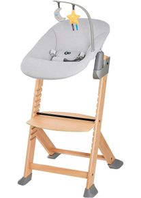 Kombihochstuhl Kinderkraft "Set: Kinderstuhl ENOCK + Babywippe CALMEE GREY", Baby, Gr. B/H/T: 45cm x 79cm x 49,5cm, 2 Stk., beige (natur), St&uuml;hle Kombihochstuhl, mitwachsend