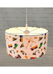Niermann Pendelleuchte "Stoff-Pendelleuchte Baustelle, Kinderlampe", bunt (multi color), 1, &Oslash; 35cm H: 17cm, 1 Stk., Leuchten, Lampenschirm aus Stoff, Kinderzimmer, Pendelleuchte