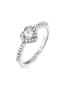 Silberring Elli "Ring Herz Zirkonia Wei&szlig; 925 Sterling Silber" Gr. 52, silber, Fingerringe, Damen, 52, Silber 925 (Sterlingsilber), Silberring
