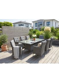 Garten-Essgruppe Konifera "Korfu", grau (dunkelgrau), Polyrattan, Stahl, Sitzm&ouml;bel-Sets, Garten-Essgruppe, Polyrattan, Stahl, Ablagefl&auml;che unter der Tischplatte, Dunkelgrau, Topseller