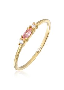 Silberring Elli Premium "Ring Vintage Zirkonia Marquise synth. Saphir 375 Gelbgold" Gr. 58, gold, Fingerringe, Damen, 58, Gelbgold 375, Silberring