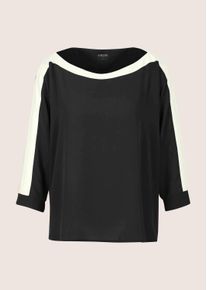Madeleine Mode Langarmbluse MADELEINE "Blusenshirt Businessbluse im Colour Blocking-Stil", Damen, Gr. 48, schwarz (schwarz, wollwei&szlig;), Obermaterial: 100% Polyester PES., Modern, figurumspielend, U-Boot-Ausschnitt, Blusen Langarmbluse, Colourblocking
