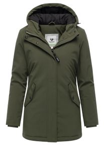 Regenmantel Ragwear "Softshellmantel Navanuti", Damen, Gr. L, gr&uuml;n (schwarz olive), Obermaterial: 96% Polyester PES. 4% Elasthan EL. Obermaterial: Futter: 100% Polyester PES. 100% Polyester PES., M&auml;ntel Regenmantel