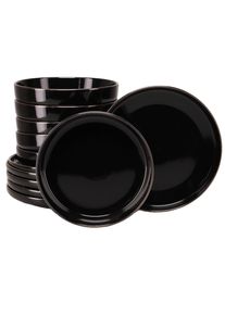 Tafelservice Creatable "Nordic Festive, Service 12-tlg.", schwarz, 12, Steinzeug, Geschirr-Sets, Tafelservice, Teller Set, Minimalistisches Design, Dezente goldene Akzente