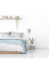 Paco Home Wandleuchte "Luca Stella", wei&szlig; (hellblau), &Oslash; 18cm H: 26,5cm, Leuchten, Wandleuchte Vintage E14 Wohnzimmer Lampenschirm Retro Modern Textil, Wandleuchte
