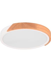 REALITY LEUCHTEN LED Deckenleuchte "Jano", wei&szlig; (wei&szlig; matt), 1, &Oslash; 31,5cm H: 3,5cm, 1 Stk., Leuchten, Deckenlampe Holzschirm &Oslash; 31cm, 20W/2400Lumen, warmwei&szlig; 3000K, dimmbar, LED Deckenleuchte