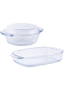 Auflaufform Van Well, transparent, B:21,7cm T:34cm, Glas, Auflaufformen, Auflaufform, feuerfestes Glas, 1,7 u. 2,3 Liter