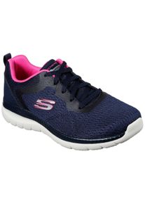 Sneaker Skechers "Bountiful", Damen, Gr. 37, blau (blau, pink), Obermaterial: 50% Rindsleder Leather cow. 50% Lammleder LEL., Schuhe Sneaker