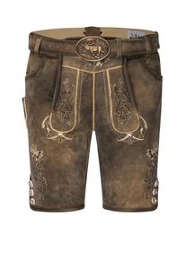 N&uuml;bler Trachtenlederhose N&Uuml;BLER "Lederhose kurz Konrad", Herren, Gr. 50, EURO, braun, Obermaterial: 100% Lammleder LEL., Hosen Trachtenlederhose