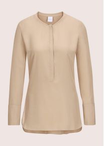 Madeleine Mode Hemdbluse MADELEINE "Seidenhemd Luxuri&ouml;se Bluse mit kragenlosem Design", Damen, Gr. 46, beige (cappuccino), Obermaterial: 100% Seide silk., Modern, Blusen Hemdbluse