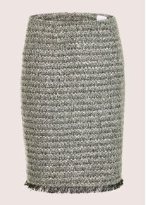 Madeleine Mode Bleistiftrock MADELEINE "Boucl&eacute;-Rock Eleganter Bleistiftrock mit Pariser Flair", Damen, Gr. 48, wei&szlig; (graphit, wollwei&szlig;, multicolor), Obermaterial: 80% Polyester PES. 20% Wolle mw., Modern, R&ouml;cke Bleistiftrock