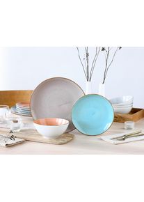 Teller-Set Creatable "Vintage, Teller Set 12-tlg.", bunt, 12, Porzellan, Geschirr-Sets, Teller-Set, Naturverbundenes Design, Handgemalt