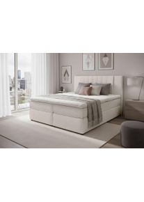 Boxspringbett Home Affaire "Bellissimo, Doppelbett, Polsterbett, Federkernbett, Komforbett", beige (taupe), B:185cm L:215cm, 100% PES, Komplettbetten, Boxspringbett, inkl. 9cm Topper, 5-Zonen-Taschen-Federkernmatratze, H&auml;rtegrad 3