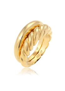 Ring-Set Elli Premium "Ring Gedreht Bandring Classic (2 tlg) Set 925 Silber" Gr. 54, gold, Fingerringe, Damen, 54, ohne Stein, Silber 925 (Sterlingsilber), 5mm, Ring-Set