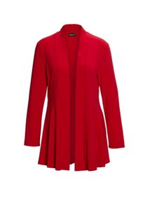 Sweatjacke GOLDNER "Leichte Shirtjacke lila mit Stretch", Damen, Gr. 50, rot, Obermaterial: 95% Polyester PES. 5% Elasthan EL., festlich, normal, weit Tubular, Sweatjacken Sweatjacke, Mit Teilungsnaht hinten f&uuml;r eine elegante Weite