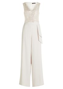 Jumpsuit Vera Mont "Jumpsuit mit Pailletten", Damen, Gr. 42, EURO, wei&szlig; (bright pearl), Obermaterial: 97% Polyester PES. 3% Elasthan EL., Overalls Jumpsuit