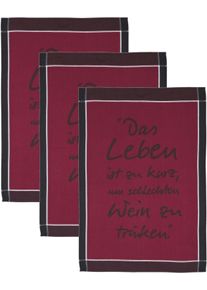 Geschirrtuch Ross "Das Leben ist zu kurz um schlechten Wein zu trinken", rot, B:50cm L:70cm, 100% Baumwolle, Geschirrt&uuml;cher, Geschirrtuch, Spr&uuml;chetuch, aus 100% Baumwolle