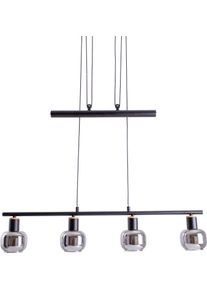 N&auml;ve N&Auml;VE Pendelleuchte "Fumoso", schwarz (schwarz, natur), 4, &Oslash; 10cm H: 100cm, 1 Stk., Leuchten, 4er Pendelbalkenleuchte,excl.4x E14 max. 40 W,Glas: dunkel get&ouml;nt, Pendelleuchte