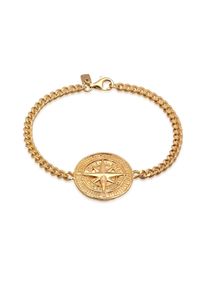 Armkette Kuzzoi "Armband Kompass Maritim Maskulin Massiv 925 Silber" Gr. 230, gold, Armb&auml;nder, Herren, 230, Silber 925 (Sterlingsilber), Armkette