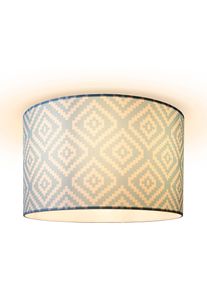 Paco Home Deckenleuchte "Hugo Stella", wei&szlig; (hellbalu), &Oslash; 45,5cm H: 29,5cm, Leuchten, Stoff Lampenschirm Vintage Wohnzimmerlampe Rund Retro Design Textil, Deckenleuchte