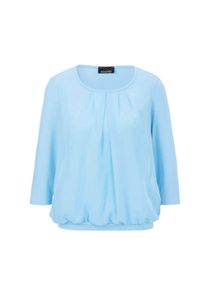 Kurzarmbluse GOLDNER "Kurzgr&ouml;&szlig;e Chiffon-Shirt mit 3/4-Arm, Rundhals", Damen, Gr. 23, blau (bleu), Obermaterial: 95% Viskose CV. 5% Elasthan EL., Casual, Gerade, Blusen Kurzarmbluse, keine/nicht relevant