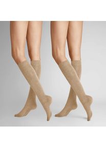Kniestr&uuml;mpfe Hudson "Kniestrumpf Only 2-Pack", Herren, Gr. 35-38, beige (beigemeliert 0723), Obermaterial: 75% Baumwolle CO. 23% Polyamid PA. 2% Elasthan EL., Socken Kniestr&uuml;mpfe