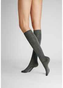 Kniestr&uuml;mpfe Hudson "Kniestrumpf Only 2-Pack", Herren, Gr. 39-42, grau (grau, meliert 0550), Obermaterial: 75% Baumwolle CO. 23% Polyamid PA. 2% Elasthan EL., Socken Kniestr&uuml;mpfe