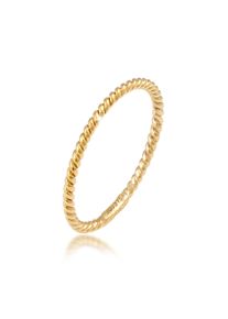 Silberring Elli Premium "Ring Gedreht 375 Gelbgold" Gr. 58, gold, Fingerringe, Damen, 58, Gelbgold 375, Silberring