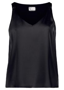 Satinbluse Vera Mont "Satin-Bluse mit V-Ausschnitt", Damen, Gr. 44, schwarz, Obermaterial: 100% Polyester PES., Blusen Satinbluse