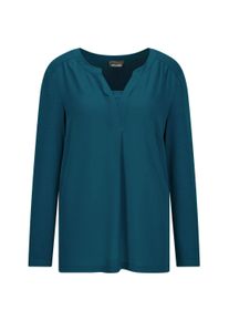 Kurzarmbluse GOLDNER "Elegantes Chiffonshirt mit Jersey-Details", Damen, Gr. 40, gr&uuml;n (petrol), Obermaterial: 50% Polyester PES. 47% Viskose CV. 3% Elasthan EL., eng Gerade, Blusen Kurzarmbluse, Schlitz