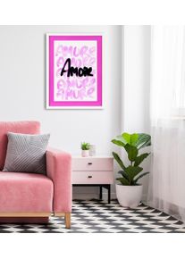 Bild mit Rahmen queence "Spruch, Spr&uuml;che, Liebe", pink (farbe rahmen: wei&szlig;, farbe bild(er): pink), B:30cm H:40cm T:2cm, Acrylglas, Holz, Bilder, Bild mit Rahmen, Poster mit buntem Acrylglas Passepartout
