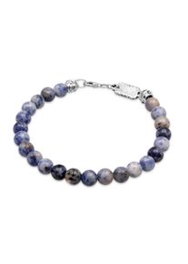 Armkette HAZE & GLORY "Armband Edelstein Perlen Achat Blau 925 Sterling Silver" Gr. 19, blau, Armb&auml;nder, Herren, 19, Silber 925 (Sterlingsilber), Armkette