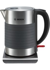 Bosch Wasserkocher "TWK7S05, Abschaltautomatik, &Uuml;berhitzungsschutz, Dampfstopp-Automatik", silber (silberfarben), B:24cm H:23,6cm T:18,7cm, Wasserkocher, einfache Reinigung, 1,7 L, 2200 W, schwarz/grau, Wasserkocher
