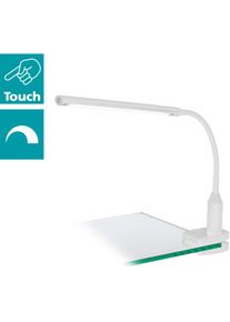 Eglo Klemmleuchte "LAROA Tischlampe, Touchsensor, 4-step dimming, Klemmlampe", wei&szlig;, 1, H: 27,5cm, Leuchten, Leselampe, Schreibtischlampe, B&uuml;ro, Arbeitszimmer, 45x6,5x27,5cm, Klemmleuchte