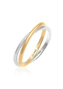 Silberring Elli Premium "Ring Wickelring Bi-Color Zeitlos 585 Gelbgold Wei&szlig;gold" Gr. 54, gold, Fingerringe, Damen, 54, Gelbgold 585, Silberring