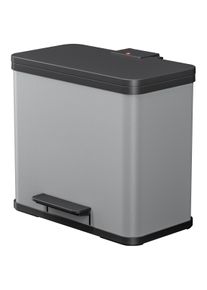 M&uuml;lleimer Hailo "&Ouml;ko trio Plus L", grau (aluminiumfarben, schwarz), B:47cm H:43cm T:34cm, Metall, M&uuml;lleimer, M&uuml;lleimer, 27 l, Stahlblech o.Edelstahl, Kunststoff Inneneimer, Made in Germany