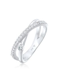 Silberring Elli "Ring Wickelring X Glamour 925 Silber, mit Kristallen von Swarovski" Gr. 58, silber, Fingerringe, Damen, 58, Silber 925 (Sterlingsilber), Silberring