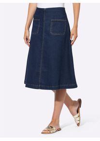 Jeansrock Heine, Damen, Gr. 42, blau (dunkelblau), 72% Baumwolle, 27% Polyester, 1% Elasthan, unifarben, wadenlang, R&ouml;cke Jeansrock