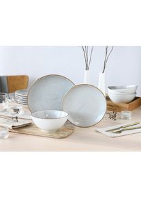 Teller-Set Creatable "Vintage, Teller Set 12-tlg.", stein, 12, Porzellan, Geschirr-Sets, Teller-Set, Naturverbundenes Design, Handgemalt
