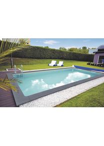 Schwimmbecken KWAD "STYROPORSTEIN POOL ALL INCLUSIVE, BxLxH: 300x600x150 cm", wei&szlig;, B:300cm H:150cm L:600cm, Schwimmbecken, Schwimmbecken, mit Edelstahlleiter, inkl. Beckenrandsteine & Poolbeleuchtung